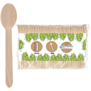 Biozoyg Einwegbesteck DSE06315, aus Holz, Löffel, 16 cm, 100 Stück