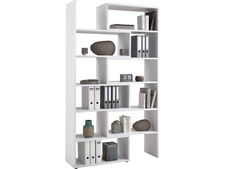 Eckregal FMD Calvi, Regal , weiss (weiß brilliant), B:84cm H:221,5cm T:40cm, Holzwerkstoff, Regale, Eckregal, Eckregal/Standregal, variabel aufstellbar, Breite 84-160 cm