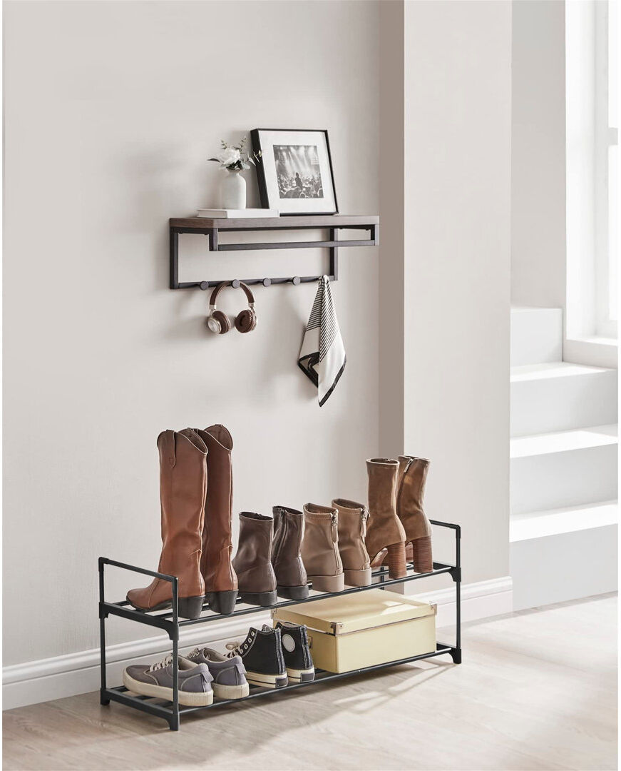 Rebrilliant 9 Pair Shoe Rack Black 9