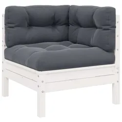 vidaXL Garten-Ecksofa mit Kissen Weiß Massivholz Kiefer