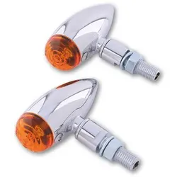 HIGHSIDER smart Micro-Bullet Glühlampen Blinker Gehäuse Chrom / Linse Orange (Paar), Vorn & Hinten