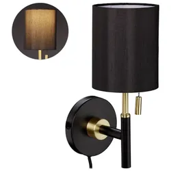 Relaxdays Wandleuchte mit Stoffschirm Gold,Schwarz