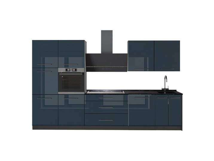 Cuisine Fame-Line 340cm sans PT Bleu foncé brillant/Anthracite Vicco 64568