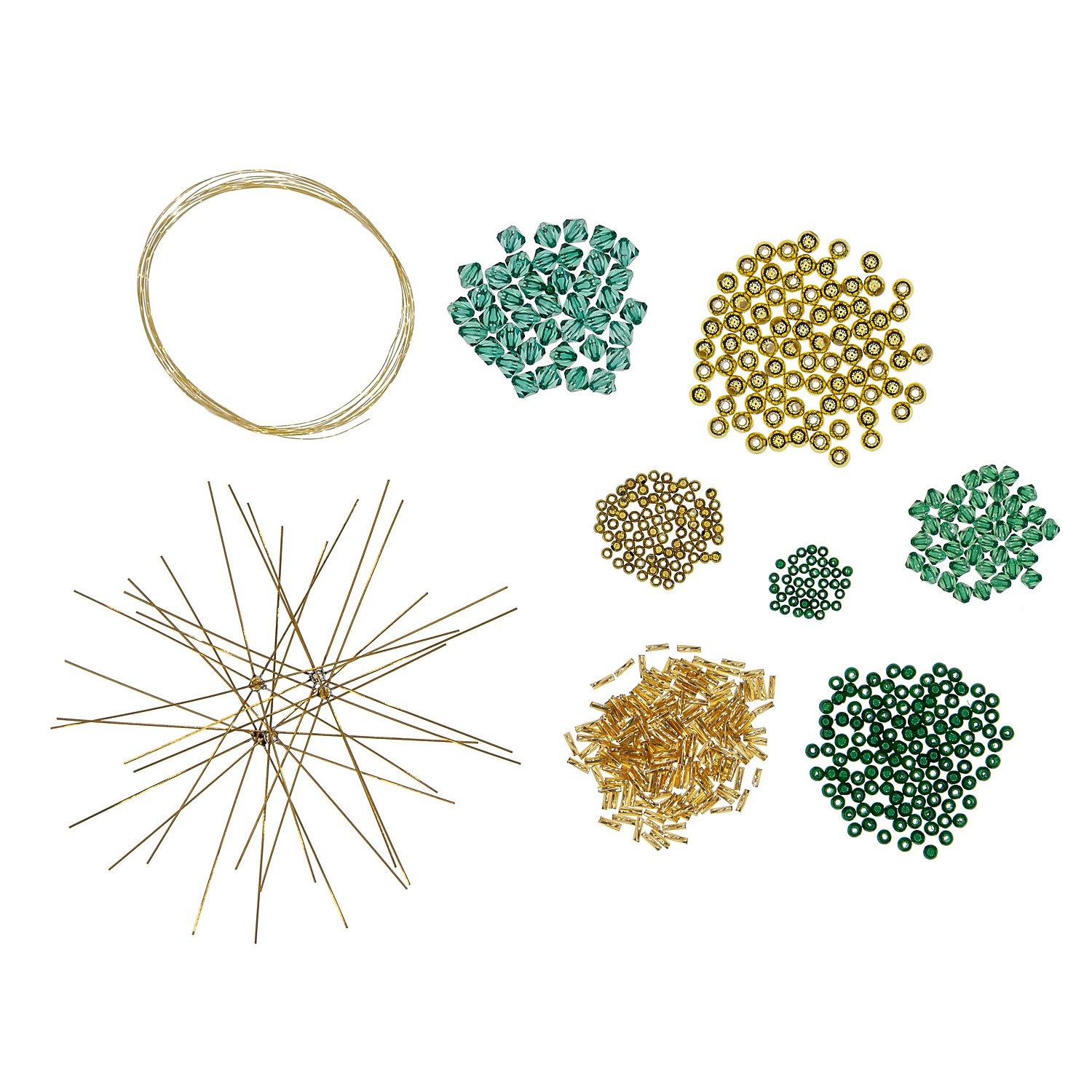 Drahtsterne-Set, gold-grün, 5 Stück