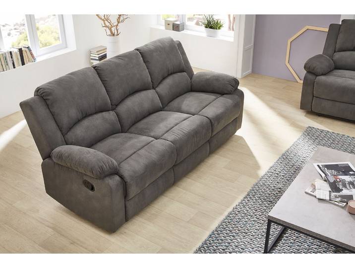 3-Sitzer JOCKENHÖFER GRUPPE Dakota, B: 204 cm, 2 Recliner-Sitze , grau (anthrazit), B:204cm H:97cm T:87cm, Sofas, 3-Sitzer, Relaxfunktion, Liegefunktion, Tonnentaschenfederkern, hoher Komfort