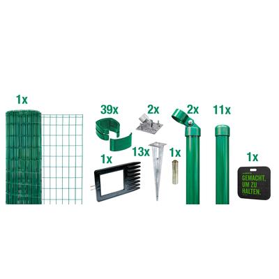 Schweißgitter ALBERTS "Fix-Clip Pro", grün (grün, mit bodenhülse), H:122cm, Stahl, Zaunelemente, in verschiedenen Abmessungen