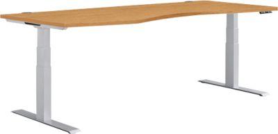Schäfer Shop Genius Schreibtisch MODENA FLEX, elektrisch höhenverstellbar, Freiform, Ansatz links, B 1800 mm, Buche/weißalu