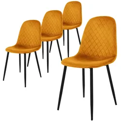 ESSZIMMERSTÜHLE 4er Set Senfgelb Samt