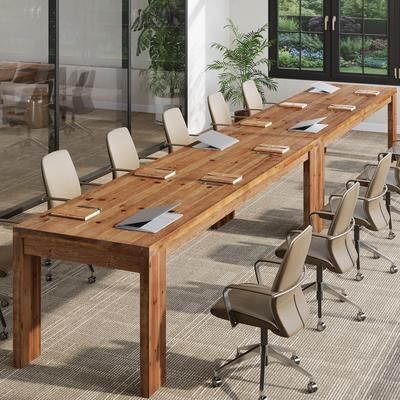 OEM Solid Wood Conference Table, 78.7inch Meeting Table, Extra Long Business Table, Office Training Table for Conference Room