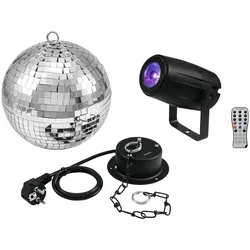 EUROLITE Set Spiegelkugel 20cm mit Motor + LED PST-5 QCL Spot sw