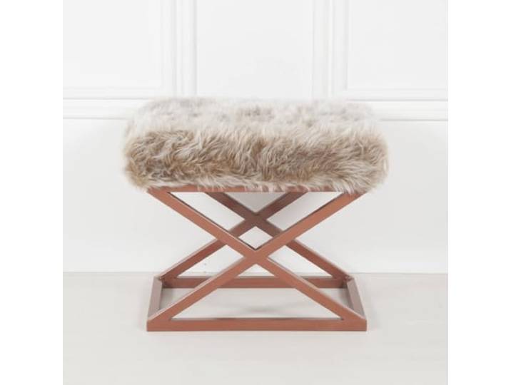 Atelier Del Sofa Stilvoller Pouf mit Metallgestell, kupferfarben, 50 x 42 x 40 cm 100% Polyester-Babyface-Gewebe Ideal für Moderne Wohnräume