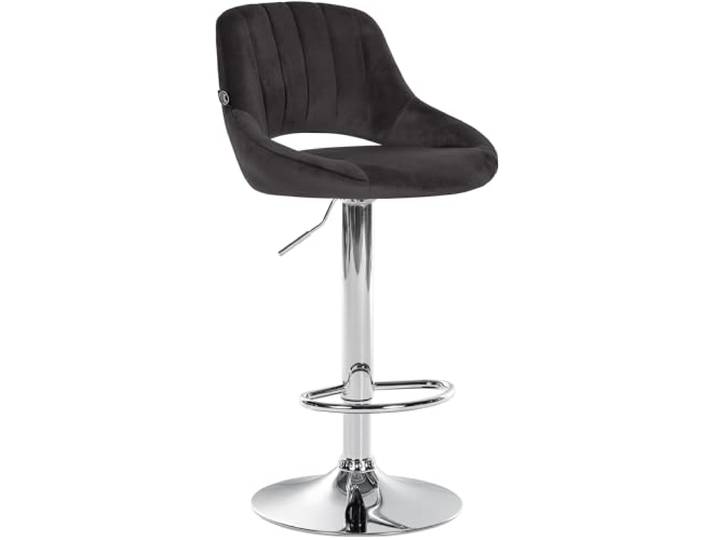 CLP Barhocker höhenverstellbar mit Lehne Milet, Barstuhl gepolstert Samtbezug, Tresenstuhl mit Metallgestell drehbar Farbe schwarz Gestell Farbe Chrom