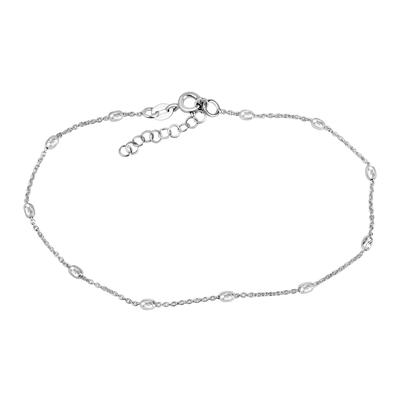 Fußkette VIVANCE "925/- Sterling Silber rhodiniert mit Walzen", weiß, Fußketten, Damen, 23+3cm, Silber 925 (Sterlingsilber), glänzend