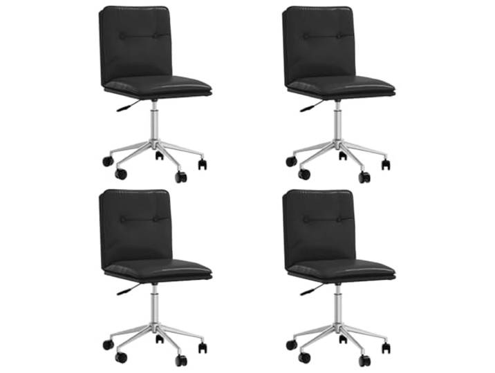 KGHERMDF Esszimmerstühle 4 STK. Schwarz Kunstleder Höhenverstellbar, Metall-Holz-Gestell, Polypropylen, Schaumstoffpolster, für Esszimmer und Wohnzimmer