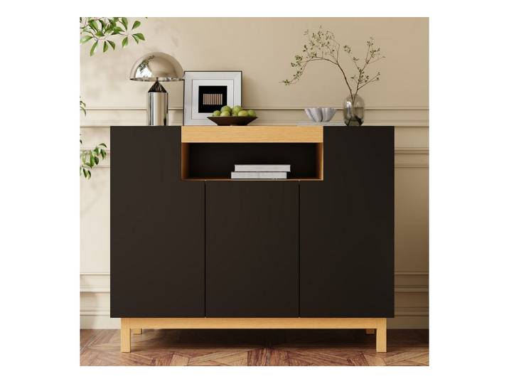 ANYSUN Sideboard Sideboard Weiß modern mit Türen, viel Stauraum Aufbewahrungsschrank (Sideboard 3 Türen), Modernes Sideboard weiß mit 3 Türen und viel Stauraum für Zuhause