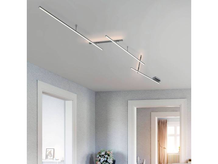 Trio Lighting LED Deckenlampe Indira, dimmbar, alu / grau / zink, für Wohn- / Esszimmer, Metall, Modern, LED Deckenleuchte