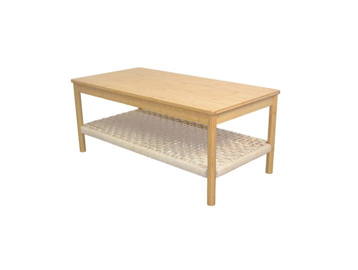 Mid.you Couchtisch, Natur, Holz, Papier, Bambus, massiv, Uni, rechteckig, rund, 50x42x100 cm, einfacher Aufbau, Holzmöbel, Holztische, Couchtische Holz