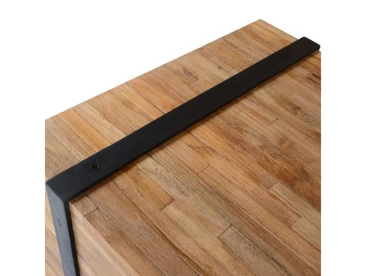 Table basse - DILWE - 110x45x38 cm - Bois de teck massif - Style industriel - 4 roues
