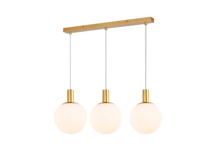 Suspension en fer et verre, blanc et doré, h.182cm