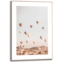 Bild REINDERS "Gerahmtes Bild Heißluftballon Ballonfahrt - Kappadokien - Freiheit", grün (farbe bild(er): khaki), B:50cm H:70cm, MDF, Bilder, Bild