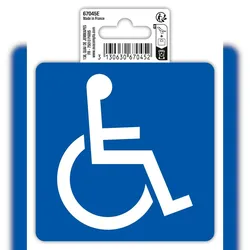 Exacompta 67045E Hinweisschild selbstklebend, PVC, für Menschen mit Behinderung/Schwerbehindertenausweis/barriefrefreier Zugang 10 cm - Blau