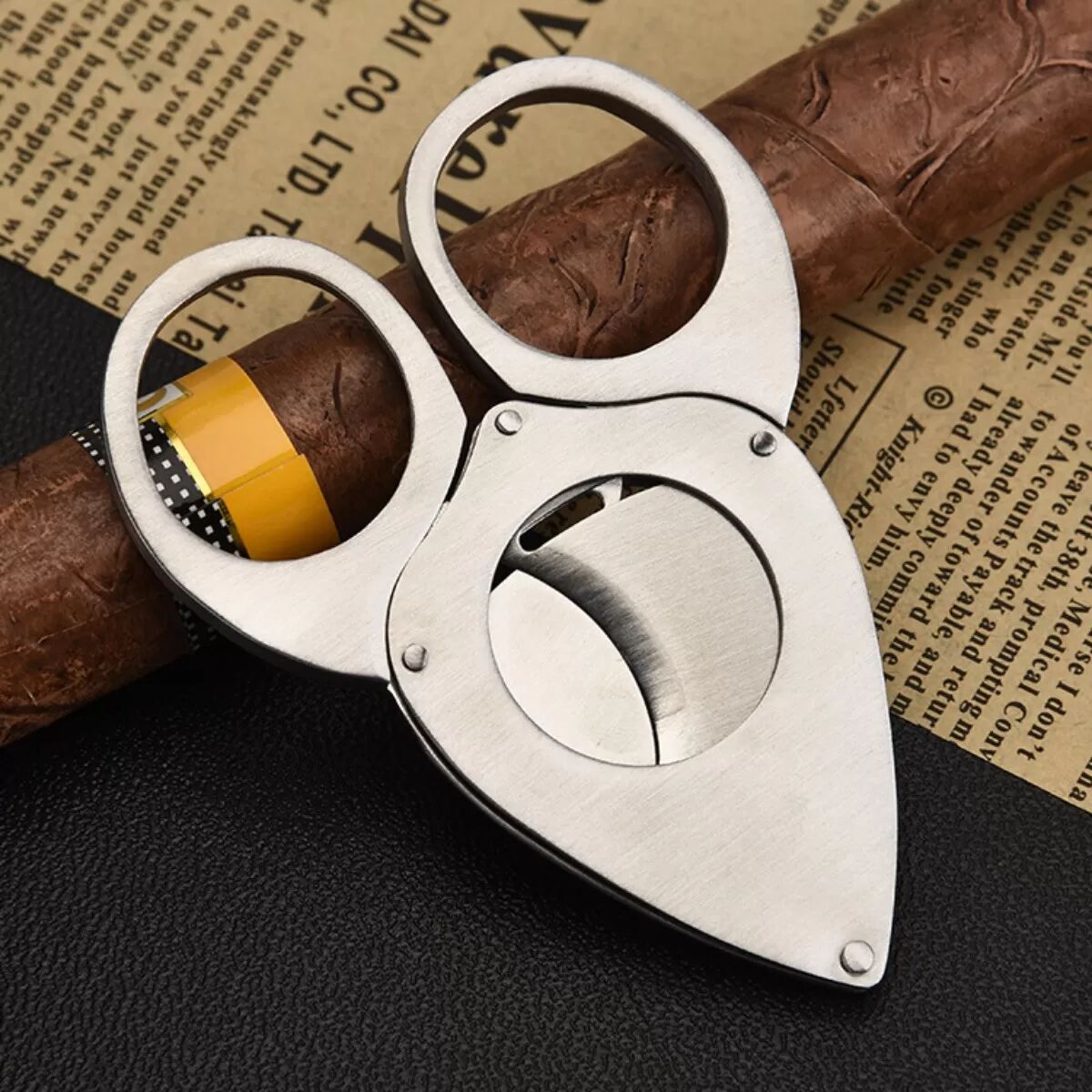 INF Coupe-cigare à double lame en acier inoxydable - Ciseaux à cigare tranchants pour des coupes nettes