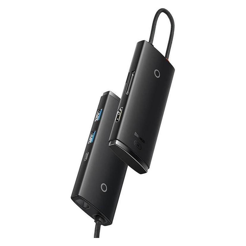 Baseus LITE SERIES BS-OH020 HUB ADAPTER TYPE-C 6 PORT Black station (USB-C, 6 Ports) (WKQX050101)
