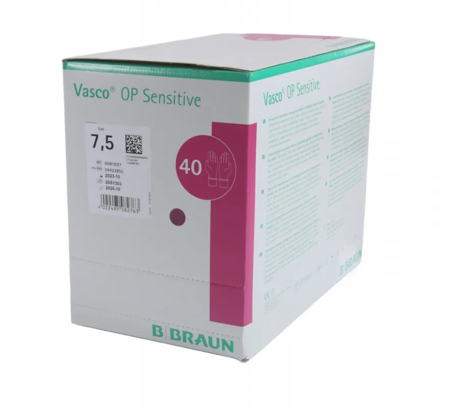 B.Braun SE Vasco OP sensitive OP-Handschuhe steril, puderfrei (40 Paar) Gr. 6,0 6081002