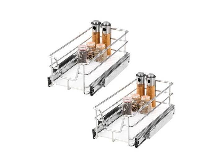 Tiroirs télescopiques Bremermann lot de 2 - 40 cm avec étagère tiroirs de cuisine adaptables en métal (chrome)