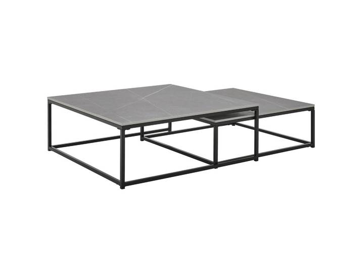 Livetastic Couchtischset, Grau, Schwarz, Metall, Keramik, 2-teilig, quadratisch, eckig, 65x27x75 cm, Wohnzimmer, Wohnzimmertische, Couchtische, Couchtische Keramik