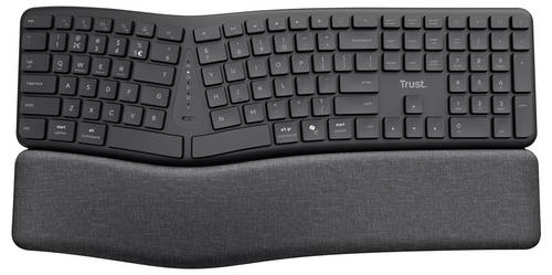 Trust Keyra ERGO Wireless Multi Keyboard DE Bluetooth, Kabellos Tastatur Ergonomisch Deutsch, QWERTZ Schwarz