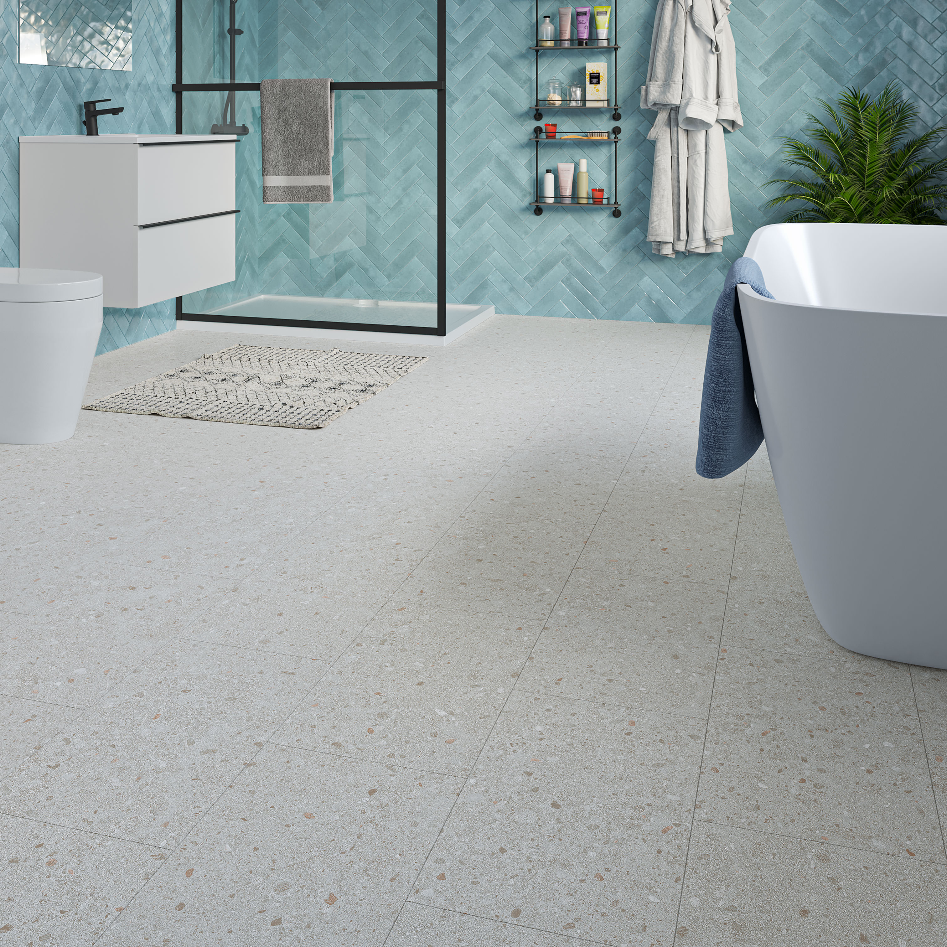 Luxury Flooring White 6.5mm Stone Tile Effect LVT Luxury Vinyl SPC Click Flooring