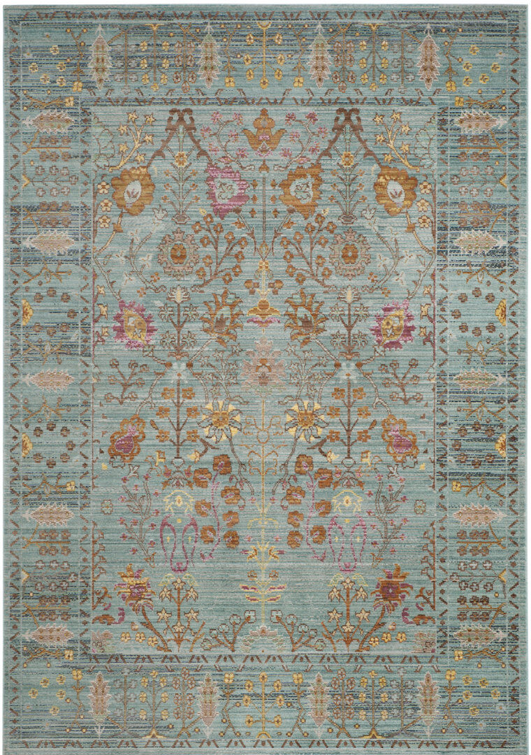 Blue Elephant Rectangle Oriental Area Rug Grey;White;Blue Rectangle 122 x 183cm