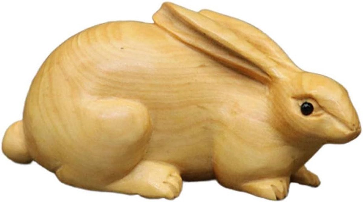 Handgesneden Houten Dierenriem Beeldje - Feng Shui Ornament - Houtkleurig