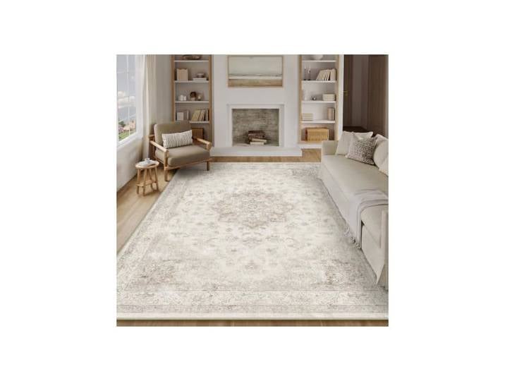Vintage Beige Tapis Salon 240x300cm Lavable en Machine Rug - Polyester - Cachemire - Rectangulaire