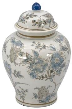 Galt International "Floral Chinoiserie Ceramic Ginger Jar 12"""