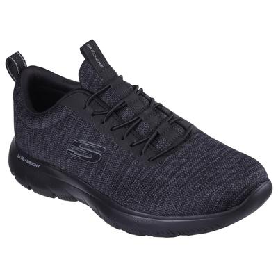 Slip-On Sneaker SKECHERS "SUMMITS-", Herren, Gr. 46, Textil, schwarz, Schuhe, Slipper, Freizeitschuh, Halbschuh mit Elastic Schnürsenkel
