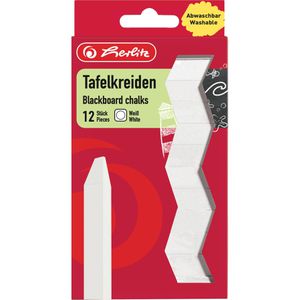 Herlitz Kreide 8648107, 12 Stück, Tafelkreide, eckig, weiß