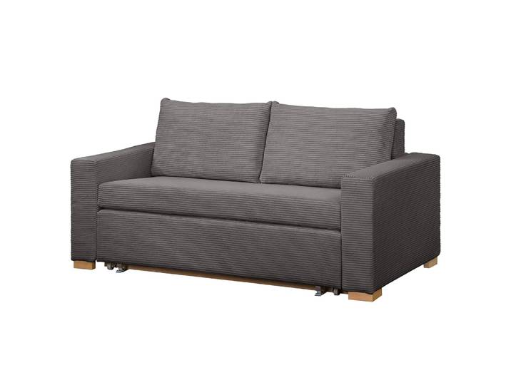 Schlafsofa Basic Grau/Grau Cordstoff Poppy 173cm mit Schlaffunktion Modern