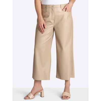 Lederimitathose SHEEGO, Damen, Gr. 52, Normalgrößen, beige, 100% Polyester, unifarben, Hosen