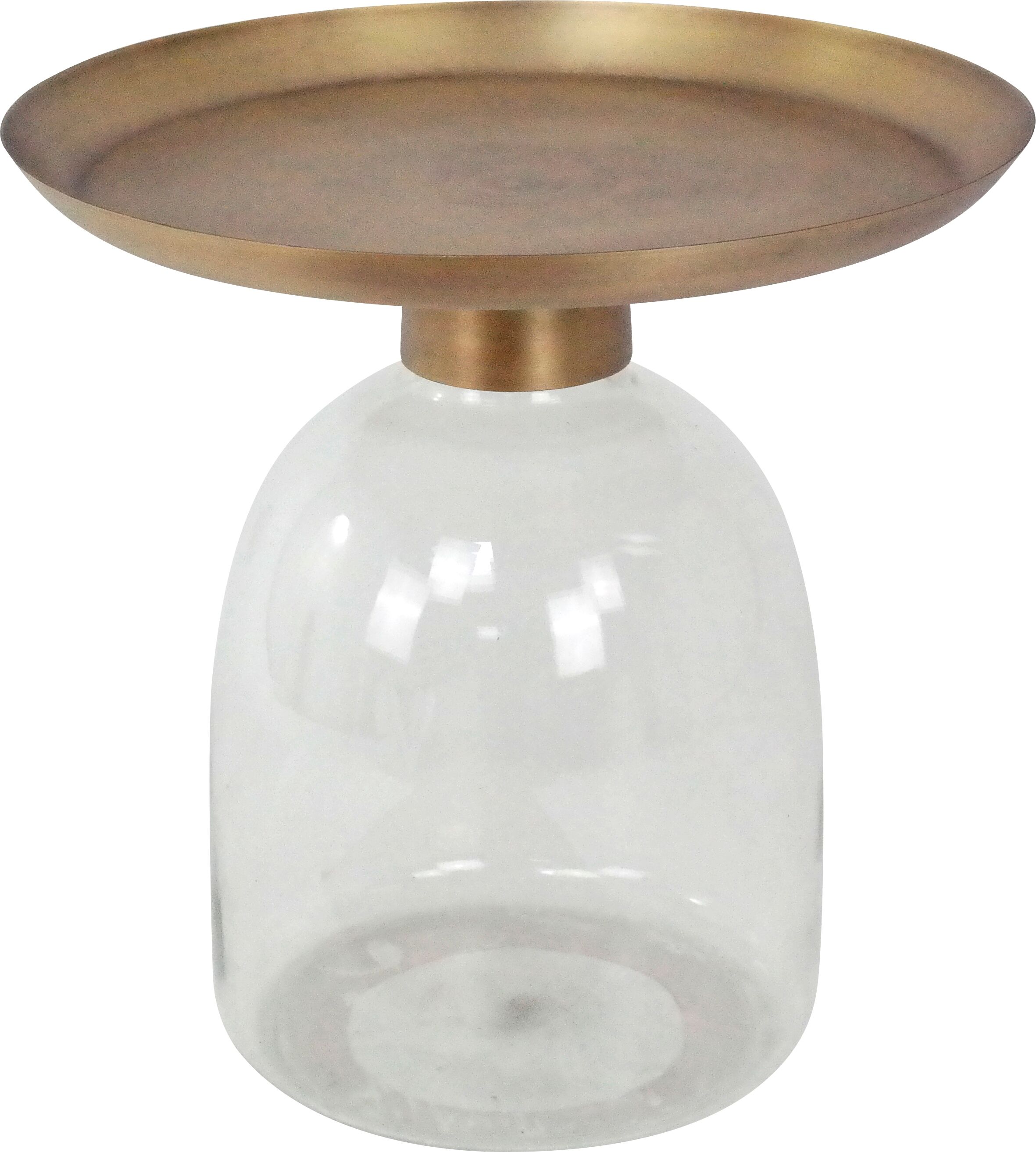 Beistelltisch PAROLI, transparent (glas, messing), B:50cm H:50cm T:50cm, Tische, Beistelltisch