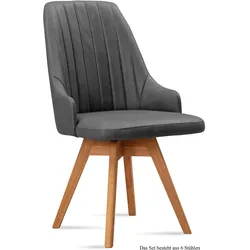 ESSZIMMERSTUHL drehbar (6er-Set) Dotti 52x91x60 Eiche geölt/Grau