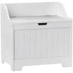 TRUHE, Aufbewahrungsbox, Auflagenbox mit Sicherheitsscharnier, Deckel, Weiß