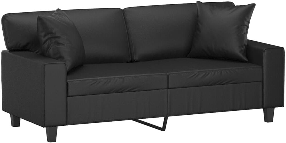 vidaXL Canapé 2 places avec oreillers décoratifs noir 140cm similicuir