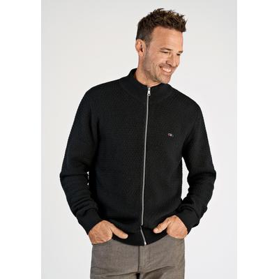 Cardigan BISON "Cardigan Comfort Fit", Herren, Gr. S, schwarz, Obermaterial: 70% Baumwolle, 30% Polyester, unifarben, Strickjacken