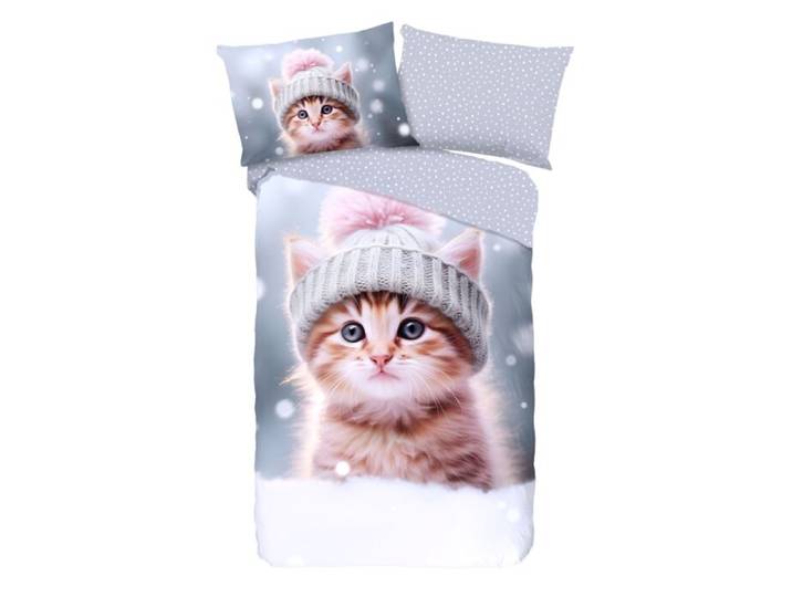 Bettwäsche Flanell mit Katzenmotiv Winter