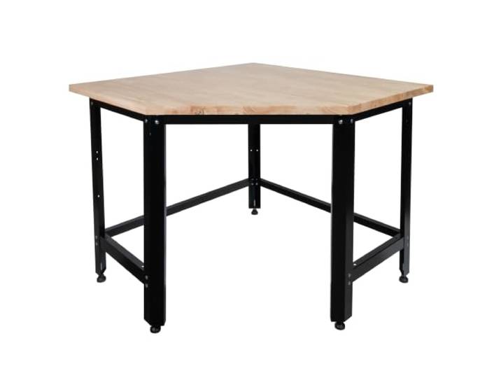Güde Werkbank Eckmodul, Werktisch Eckplatte, GW 600E, Eco Line, max. 200 kg 88,5 cm Arbeitshöhe, Gummibaumholz, beste Raumnutzung durch Fünfeckverbindung, beidseitig durch E-Line Werkbänke erweiterbar