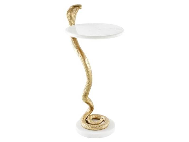 Riess Ambiente Beistelltisch Wildlife Cobra 28cm - Gold weiß - Marmor Detailgetreue Schlangen-Figur, als Beistelltisch nutzbar, hochwertig, für Schlafzimmer, ca. 5 kg, Aluminiumgestell