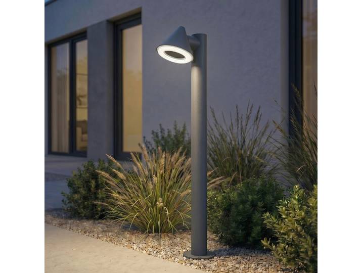 Bornes lumineuses LED Soran, métal, hauteur 100 cm, noir, IP44 - Lindby - Moderne - À ampoule unique