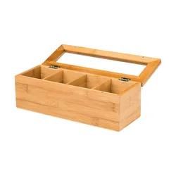 KHG Teebeutelbox   ¦ Bambus,Glas ¦ Maße (cm): B: 10 H: 9,7